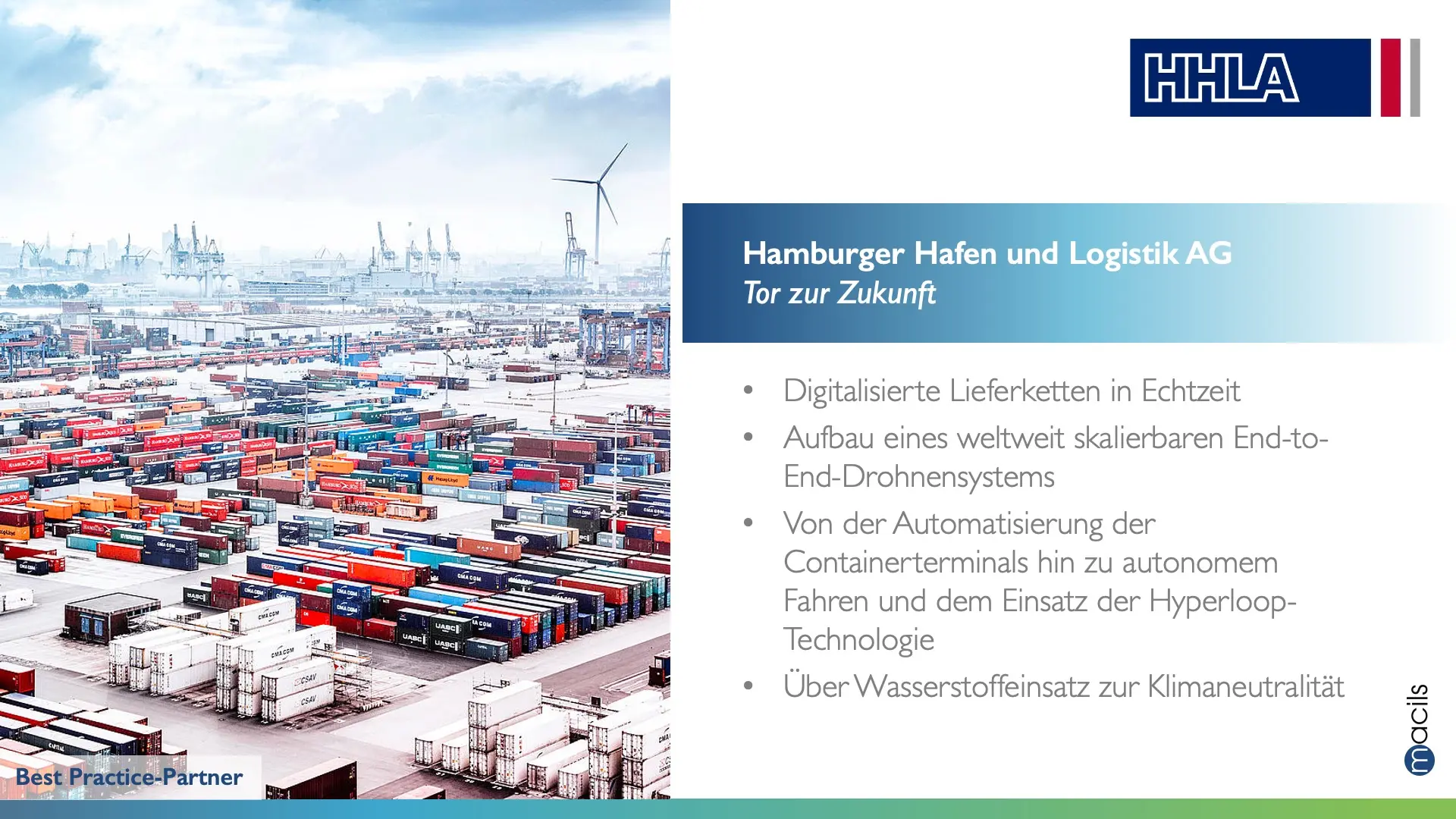 HHLA Containerterminal im Hamburger Hafen mit automatisierter Logistik, Containerstapeln und moderner Hafeninfrastruktur