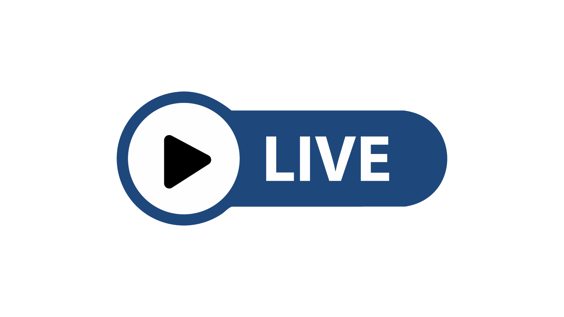 Live Symbol mit Play-Button für Echtzeitübertragung und direkte Inhalte